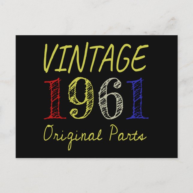 60-årspresent Vintage 1961 Originaldelar Vykort (Framsida)
