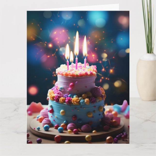 60 BIRTHDAY AGE 60 CAKE GREETING CARD KORT (Framsida)