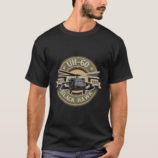 60 Blackhawk Assault Helicopter Pilot Aviation T Shirt (Framsida)