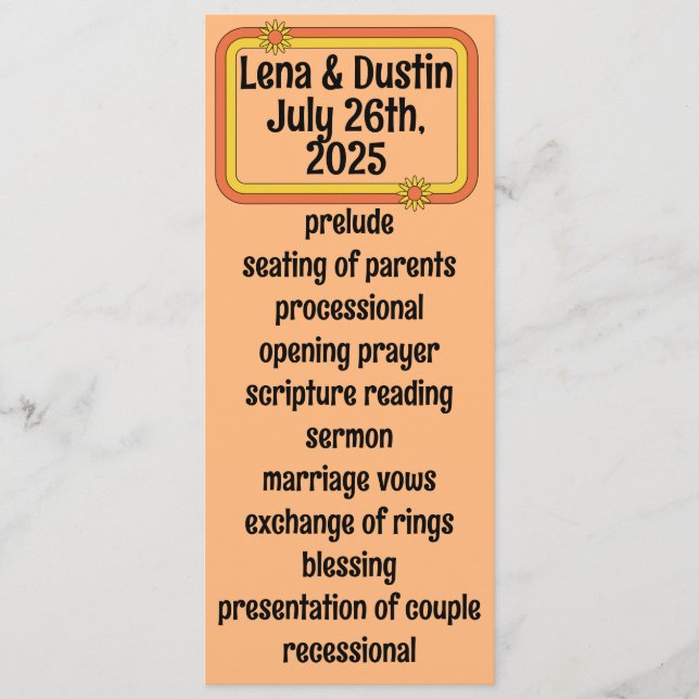 60 Citrus Bröllop Program (Framsida)