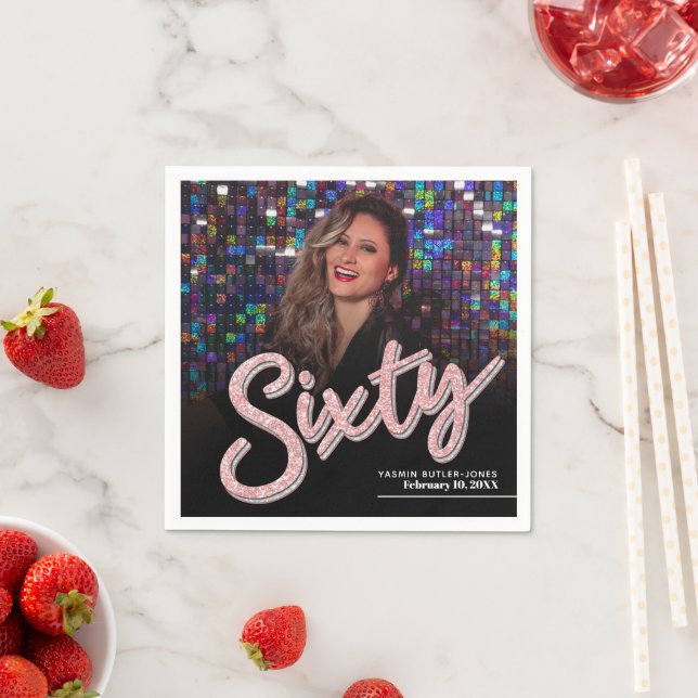 60:e anpassningsbarnas fotoskriptrosa vid födelsed pappersservett (Insitu)