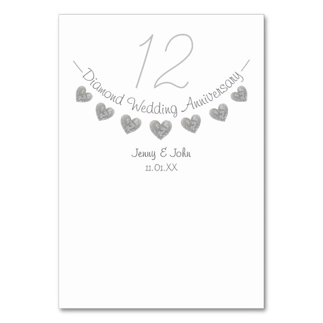 60:e årsdagen för diamanthjärtat i bröllop bordsnummer (Baksidan)