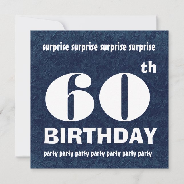 60:e Blå blå Födelsedagsfest i SURPRISE Inbjudningar (Framsida)