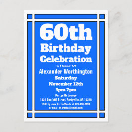 60:e blå geottometriskt födelsedagsvykort Inbjudan Vykort