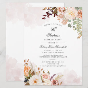 60:e Blommigten på födelsedagen Pastel Grönt Surpr Inbjudningar