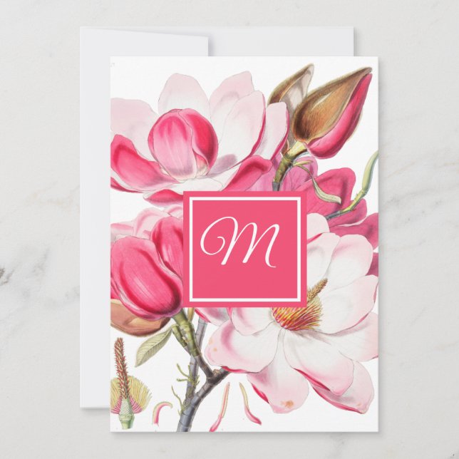 60:e Blommigtens Rosa Elegant Monogram födelsedag Inbjudningar (Framsida)