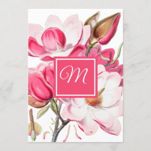 60:e Blommigtens Rosa Elegant Monogram födelsedag Inbjudningar