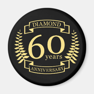60:e Bröllop ANNIVERSARY Diamond gult Magnet