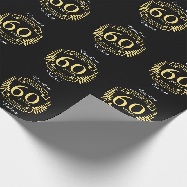 60:e Bröllop ANNIVERSARY Diamond gult Presentpapper (Hörn)