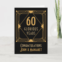 60:e Bröllop-årsdagen Art Deco Namn Guld Black