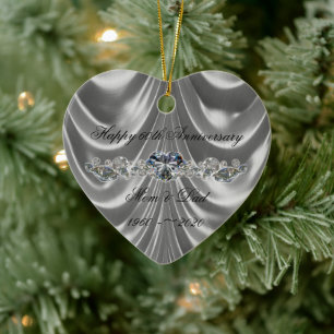 60:e Bröllop-årsdagen av Diamond Heart Foto Julgransprydnad Keramik