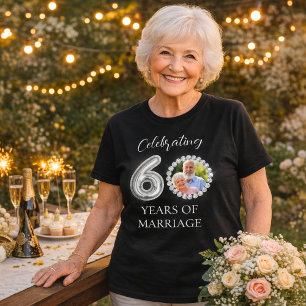 60:e bröllop-årsdagen av fotodiamanter svart t shirt