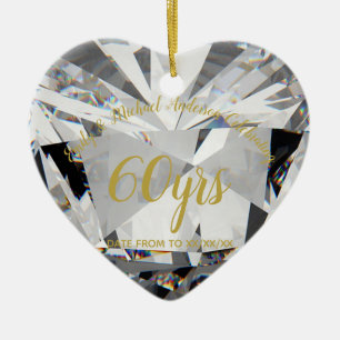 60:e Bröllop-årsdagen för Diamond PHOTO Gift Julgransprydnad Keramik