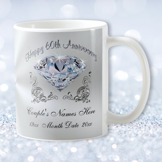60:e Bröllop-årsdagen för gåvor till morföräldrar Kaffemugg (Cheap, 60 year wedding anniversary gift ideas. Diamond is the, 60th anniversary gift, Symbol. )