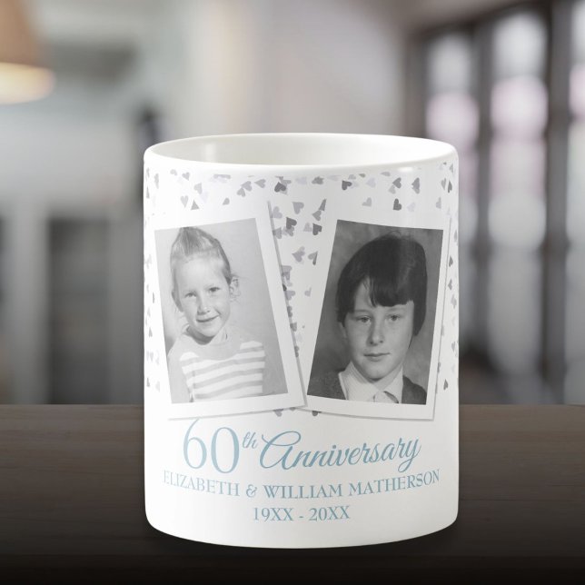 60:e Bröllop-årsdagen för Roligten Barnfoton Kaffemugg (60th Wedding Anniversary Child Photos Fun Coffee Mug)