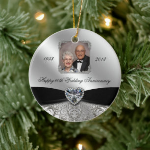60:e Bröllop-årsdagen Foto Ornament