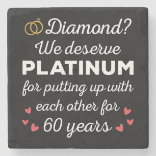 60:e Bröllop-årsdagen I - Diamond Funny Couple Stenunderlägg