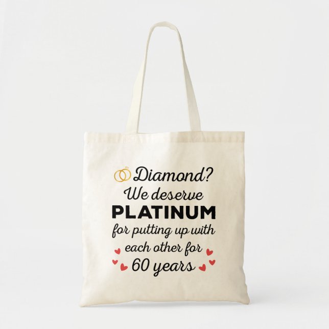 60:e Bröllop-årsdagen I - Diamond Funny Couple Tygkasse (Framsidan)