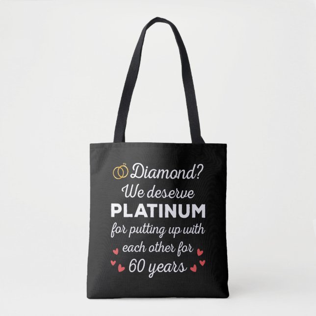 60:e Bröllop-årsdagen I - Diamond Funny Couple Tygkasse (Framsida)
