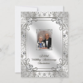 60:e Bröllop-årsjubileet för fotoinbjudan Inbjudningar