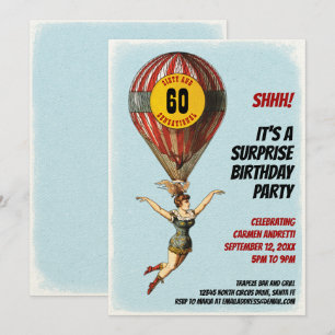 60:e Circus Balloon Girl Inbjudningar