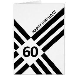 60:e diagonala svarta linjedesign, födelsedag hälsningskort
