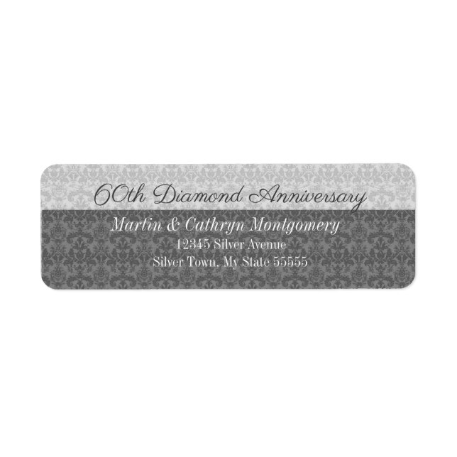 60:e diamantårsdagen Damask Adress Returadress Etikett (Framsidan)