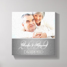 60:e diamantårsdagen Silver Damask 8x8 Foto Canvastryck