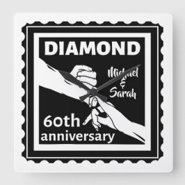 60:e diamanten bröllop, traditionell årsdag fyrkantig klocka