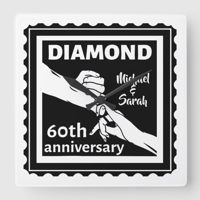 60:e diamanten bröllop, traditionell årsdag fyrkantig klocka (Framsida)