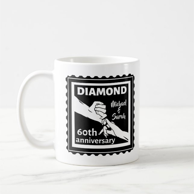 60:e diamanten bröllop, traditionell årsdag kaffemugg (Vänster)