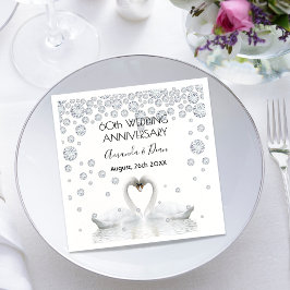 60:e diamanten bröllop, vita svanar kärlek pappersservett