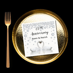 60:e diamanten bröllop, vita svanar kärlek pappersservett