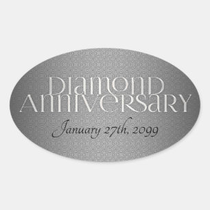 60:e Diamond Bröllop Annivsersary Ovalt Klistermärke