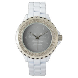 60:e Diamond Bröllop Annivsersary Silver Armbandsur