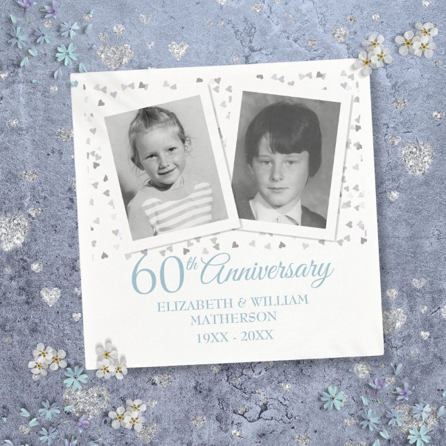 60:e Diamond Bröllop-årsdagen - barnfoton Pappersservett (60th Diamond Wedding Anniversary Child Photos Napkins)