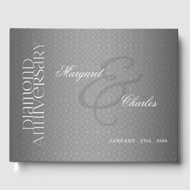 60:e Diamond Bröllop-årsdagen Foto Party Gästböcker (Framsida)