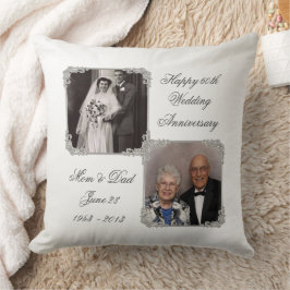 60:e Diamond Bröllop-årsdagen Foto Pillow Kudde