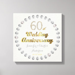 60:e Diamond Bröllop-årsdagen Guld Typografi Canvastryck