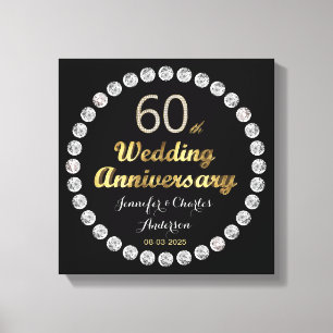 60:e Diamond Bröllop-årsdagen Guld Typografi Canvastryck