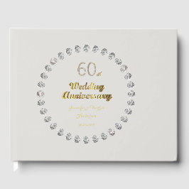 60:e Diamond Bröllop-årsdagen Guld Typografi Gästböcker