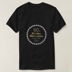 60:e Diamond Bröllop-årsdagen Guld Typografi T Shirt