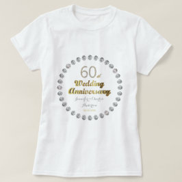 60:e Diamond Bröllop-årsdagen Guld Typografi T Shirt