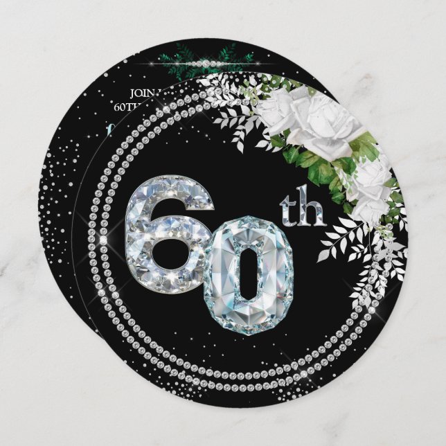 60:e Diamond Bröllop-årsdagen Inbjudningar (Fram/baksida)