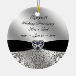 60:e Diamond Bröllop-årsdagen Rund Ornament