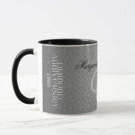 60:e Diamond Bröllop-årsdagen Silver Damask Mugg