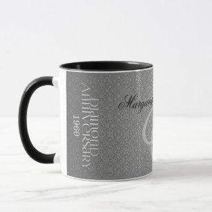 60:e Diamond Bröllop-årsdagen Silver Damask Mugg
