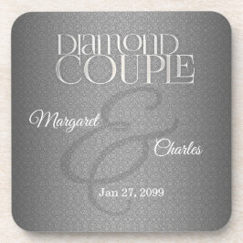 60:e Diamond Bröllop-årsdagen Silver Damask Underlägg