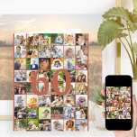 60:e eller valfri ålder Fotokollage Big Birthday Kort<br><div class="desc">Ett stort födelsedagskort i fotomallen som du kan anpassa för alla åldrar och lägga till upp till 40 olika foton. Exempelexemplet är avsett för en 60:e födelsedag som du kan redigera och du kan också anpassa meddelandet inuti och registrera året på baksidan. Fotomallen är ett redo för dig att lägga...</div>
