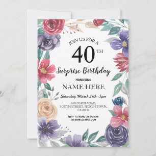 60:e femtionde Party-Blommigten 30års födelsedag i Inbjudningar